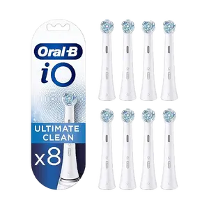 Oral-B iO终极清洁电动牙刷头，扭曲和倾斜刷毛更深牙菌斑去除，一包8个牙刷头