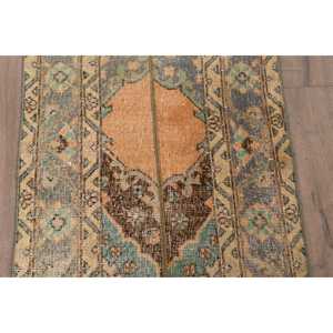 พรมตุรกีขนาด 1.9x3.9 ฟุต พรมวินเทจขนาดเล็ก พรมลายจุดสีน้ำเงินน้ำตาล - Product Image 3