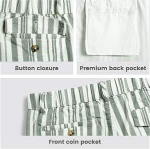 Short décontracté en coton de coupe classique pour homme Ceinture élastique avec poches multiples Tenue d'été pour la marche à tous les jours - Product Image 3