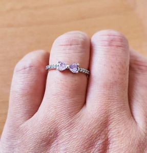 แหวนโบว์สีชมพูเงินสเตอร์ลิง925แหวน CZ ระยิบระยับพร้อมของขวัญเฉพาะบุคคลสำหรับผู้หญิง - Product Image 5