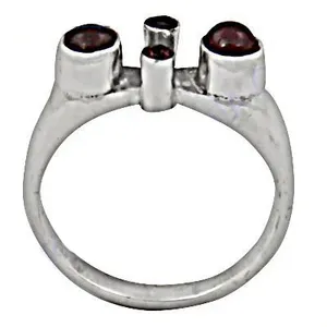 Bague géométrique en grappe de grenats, en argent 925, sertie clos, minimaliste, unisexe, pour usage quotidien, du Rajasthan - Product Image 3