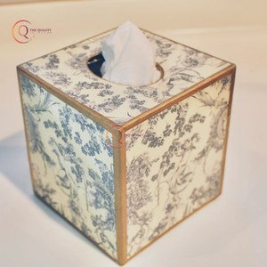 Fabuleuse boîte à mouchoirs décorative de table de conception Boîte à mouchoirs en pierre d'impression florale de qualité supérieure avec forme carrée à prix compétitif - Product Image 4