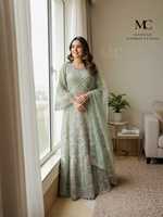 Robes de style modeste pour femmes, Lehnga de haute qualité, tissu en organza/filet respirant, broderie très fine, robe de soirée de mariage