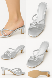 Escarpins à talon chaton métalliques à brides pour <span class=keywords><strong>femme</strong></span>, bout carré, <span class=keywords><strong>mules</strong></span> argentées et dorées à enfiler pour l'été – Disponibilité OEM/ODM - Product Image 4