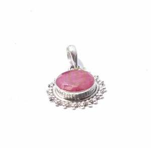 Pendentif en pierre précieuse rubis rose, pendentif en argent 925, pierre taillée, pendentif fait à la main, design unique, pendentif en pierre rose, Noël - Product Image 4