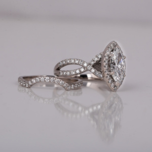 Marquise Cut Lab Grown Diamond Cluster Setting Engagement <b>Ring</b> With Round Cut Side Conflict Free Diamond <b>Ring</b> in 18KT Solid Gold - Product Image 6