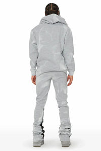 Flared Sweatpants and Hoodie Set Men Dtg Printing Acid Wash Hoodie and Jogger Set Custom Hoodies and Sweat <b>Pants</b> Set - Product Image 2