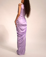 Robe de soirée longue en satin de soie lavande, plissée devant, élégante et sexy, pour femmes, sur mesure, pour fabricants de vêtements