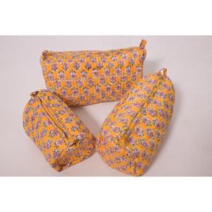 Grande trousse de maquillage portable en coton indien imprimé, imperméable, avec fermeture éclair, pour les cosmétiques - Product Image 1