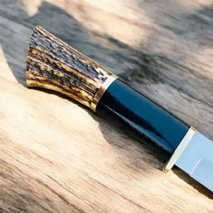 Couteau de chasse artisanal en acier D2, manche en bois de cerf et corne de buffle, bushcraft en plein air - Product Image 5