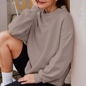 Sweat à capuche décontracté pour femmes européennes et américaines à manches longues et col haut avec séchage rapide et haut léger - Product Image 1