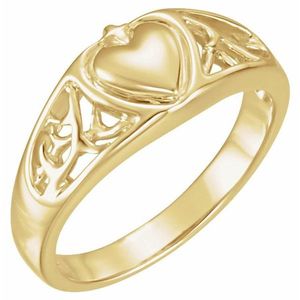 Heart-Shaped Stainless Steel Fashion <b>Ring</b> Gold Plated 18K Trendy Inlay Technology with Claw Setting for Engagement for Children - Product Image 1