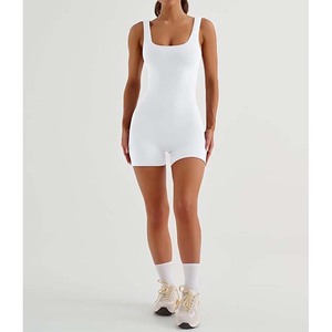 Bodycon <b>Women's</b> Satin <b>Romper</b> Tummy Control Jumpsuits Custom Logo Wholesale Casual Workout Yoga Shorts Breathable Quick Dry - Product Image 2