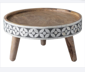 Plateau en bois élégant et fabriqué à la main Plateau en bois élégant Parfait pour les bibelots de thé Snacks Design moderne Blanc MOP Cake Stand Serveware - Product Image 2