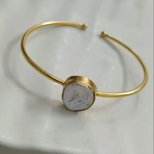 กำไลข้อมือหินเดี่ยวแบบปรับได้กำไลทองเงินชุบทองดีไซน์เฉพาะกำไลข้อมือทองเหลืองแบบแฟชั่น - Product Image 1