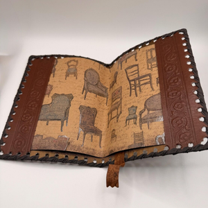 Carnet en cuir italien, couverture rechargeable, motif griffon gaufré, carnet brun médiéval, journal fait main 7x5 pouces - Product Image 4