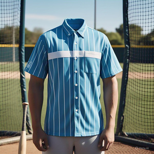 Sublimation personnalisée maillot de baseball haut vêtements de sport entraînement maillot boutonné à manches courtes col en V chemise de baseball unisexe - Product Image 3