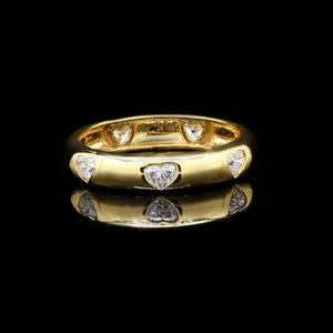 925 Sterling Silver Eternity Band Plaqué Or Vermeil Coeur Forme CZ Classique Bohème Lunette Réglage pour Anniversaire Anniversaire - Product Image 5