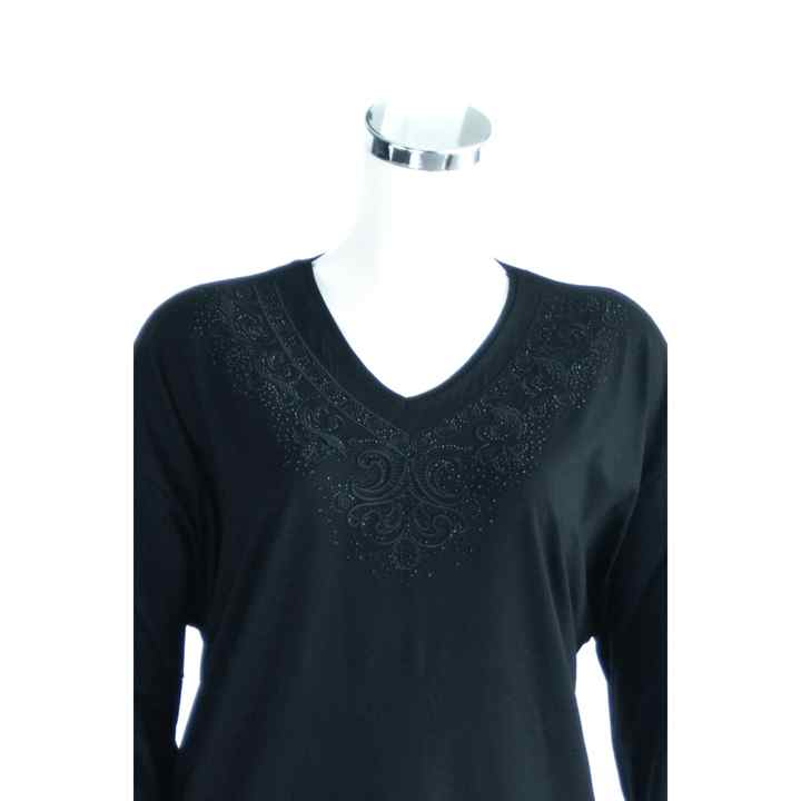 Women's Purple Mother Boutique Blouse Large Size Comfortable Cut Collar Necklace Embroidered Lycra Combed Cotton Fabric