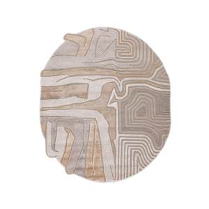 Tapis rectangulaire en laine et viscose tufté à la main Come Ivory, abstrait, 4 m, pour salon, chambre à coucher, couloir, épaisseur 10 mm - TNQ-1124 - Product Image 1