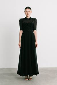 Vestido elegante de triacetato transparente a buen precio para mujer Vestido largo con forma acampanada Vestido MIDI con detalle de círculo RIA más vendido - Product Image 2