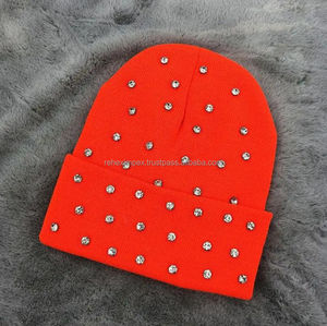 REHEX IMPEX 2026 Gorro de Punto Personalizado OEM con Pedrería, Diseño Unisex Moderno, Se Proporciona un Maqueta Gratuita - Product Image 3