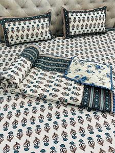 Juego de cama de algodón con estampado de bloque de mano indio más vendido, Sábana hecha a mano con estampado Floral moderno, edredón, 2 fundas de almohada tejidas - Product Image 3