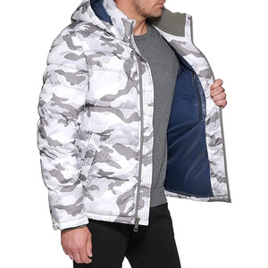 2026 Hot Selling OEM Custom Printed Men's Stand Collar High Street Style Winter Puffer <b>Jacket</b> Hooded Design Front Usaze Sports - Product Image 3