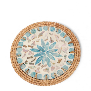 แผ่นรองจานมุกพร้อมขอบหวายทำมือสำหรับมื้ออาหารประจำวันและการตกแต่งบ้านจากเวียดนาม - Product Image 1