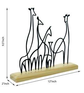 Escultura de Jirafa de Hierro y Madera para Decoración del Hogar, Decoración Moderna de Mesa, Decoración de Lujo para Habitaciones de Hotel y Restaurantes, Hecho en India, Venta al por Mayor - Product Image 2