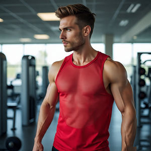 Débardeur en résille OEM Hauts Gilet sans manches pour hommes Gilet d'entraînement en maille Gilet de musculation en résille pour hommes - Product Image 5