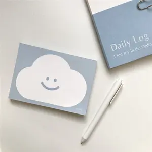 Papel de nota de material decorativo para mesa de escritório com mouse pad fofo Smiley branco