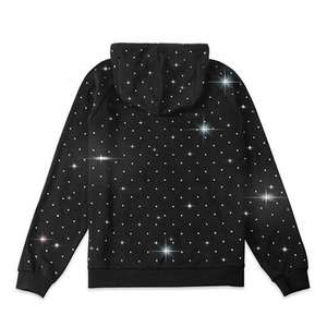 Sudadera con Capucha Gótica de Algodón Grueso con Cremallera Completa y Logotipo Personalizado, de Alta Calidad, con Estampado Completo y Pedrería, para Hombre, Invierno, 100% Algodón - Product Image 2