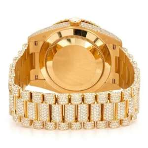 นาฬิกาหรูแนวธุรกิจประดับเพชรสีเหลืองทองสายสแตนเลสนาฬิกาควอทซ์สำหรับผู้ชายและผู้หญิง - Product Image 3