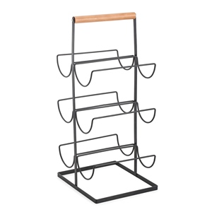 Porte-bouteilles ELIE en bois et acier, design industriel, noir mat - Product Image 1