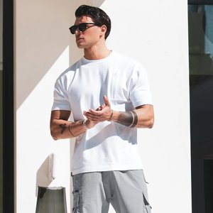 T-shirts personnalisés pour hommes, décontractés, d'été, à motif uni, surdimensionnés, 100% coton, écologiques, à séchage rapide, méthode d'impression numérique - Product Image 6