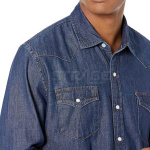 Men's 100% Cotton Breathable <b>Jeans</b> Shirt with Clean <b>Lines</b> Modern Styling Soft Touch Long Lasting Comfort Eco-Friendly - Product Image 4