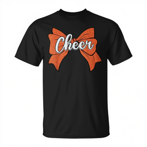 T-Shirt Coquette Arancione con Fiocco per Cheerleader, Abbigliamento Promozionale per Cheerleading - Product Image 2