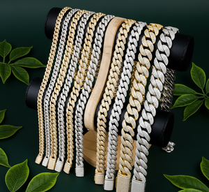 Collier chaîne cubaine en argent plaqué or avec diamants vintage, moissanite, cristal et zircone, unisexe, certifié IGI, style hip-hop - Product Image 3