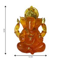 HOME GENIE Design traditionnel en polyrésine transparente Lord Ganesha Idol Ganpati Murti orange-or pour Pooja Home Decor Office Desk