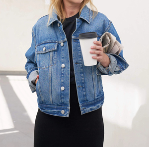 แจ็กเก็ตยีนส์ผู้หญิงแบบยั่งยืน2025คุณลักษณะระบายอากาศได้ดี - Product Image 1