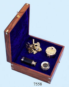 Juego de regalos náuticos, telescopio, lupa, brújula, caja de madera, caja de regalo Marina náutica, producto de diseño Vintage decorativo - Product Image 3