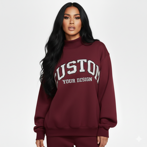 Women's Custom Logo Casual Workout Turtleneck Sweatshirt <b>Tops</b> <b>Mock</b> <b>Neck</b> Collar Breathable Winter - Product Image 1