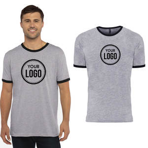 2025 Next Level 3604 unisex เสื้อยืดผ้าฝ้ายคอกลมมีโครงตัดกันเสื้อยืดสีเทา/ดำติดโลโก้ได้ตามต้องการ - Product Image 1