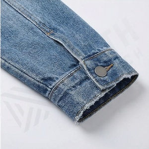 Veste en jean décontractée personnalisée pour hommes, grandes tailles, 100% coton, option logo sur le devant, respirante, veste d'hiver - Product Image 4