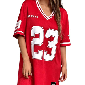 เสื้อเจอร์ซีย์ฟุตบอลคอวีขนาดใหญ่พิเศษใส่สบายมีสไตล์ยูนิเซ็กส์ใส่ Y2k - Product Image 1