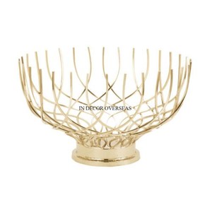 Black Color Attractive Designer Enamel Finished Heavy Duty Metal Bowl With Gold Plated Base <b>Table</b> Centerpiece & Decor Supplies - Product Image 4