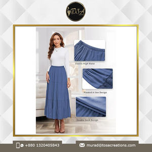 <b>Women's</b> Casual Floor-Length <b>Skirts</b> 100% Polyester with Natural Waistline Breathable for Autumn Spring Summer Season - Product Image 4