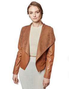 Chaqueta de Cuero para Mujer, Chaqueta de Cuero Genuino Cortavientos, Ajustada, de Color Sólido, Chaquetas de Cuero para Mujer - Product Image 5