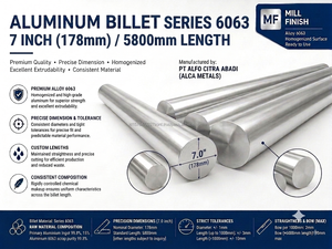 จำหน่ายตรงจากโรงงาน อลูมิเนียมบิลเล็ต T5 6063 เส้นผ่านศูนย์กลาง 7 นิ้ว สำหรับการอัดขึ้นรูปโลหะ - Product Image 3